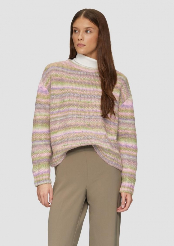 s.Oliver Ringel-Pullover im Boxy-Shape - guacamole