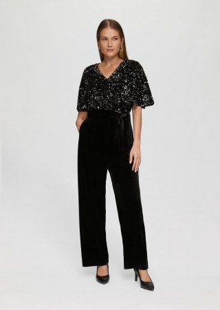 s.Oliver Jumpsuit aus Samt mit Pailletten - schwarz