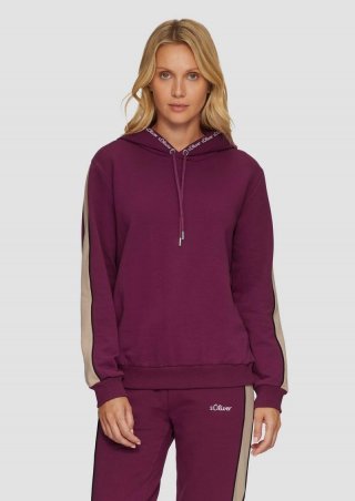 s.Oliver Sweatjacke mit Seitenstreifen und Kapuze - bordeaux