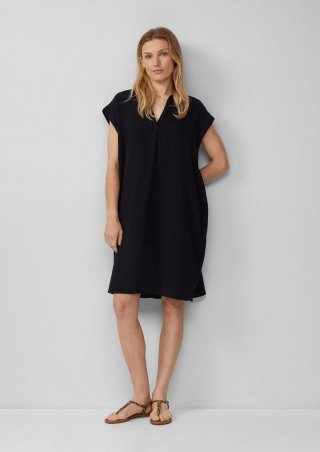 s.Oliver Lässiges Kleid aus Musselin mit Eingrifftaschen - schwarz