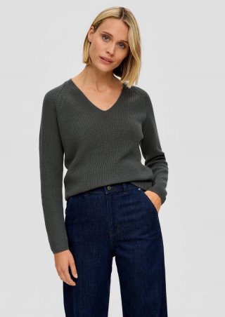 s.Oliver Strickpullover mit Raglanärmeln - olivgrün