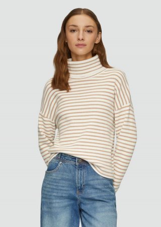 s.Oliver Rollkragenpullover mit Rippstruktur - hellbraun