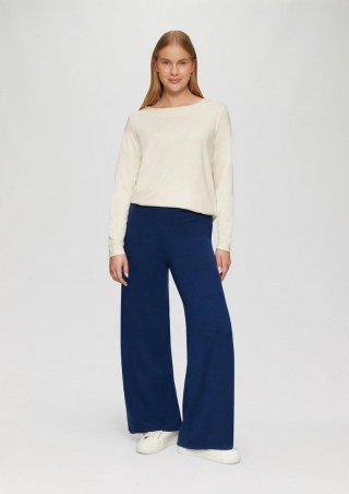 s.Oliver Strickhose aus Kaschmirmix mit seitlichem Ripp-Detail - ozeanblau