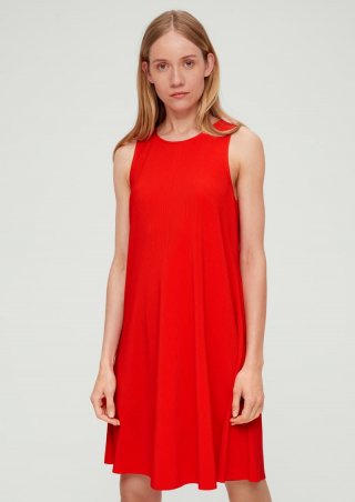 s.Oliver Kleid mit Plisseefalten - dunkelorange