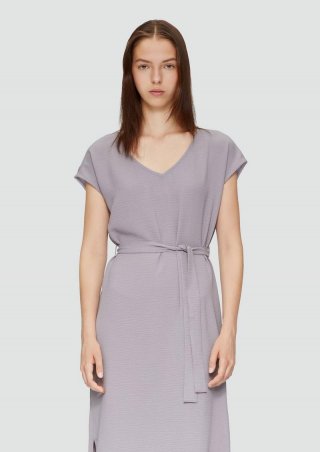 s.Oliver Midikleid mit V-Ausschnitt im Relaxed Fit - grau