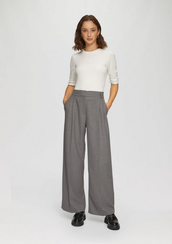 s.Oliver Wide-Leg-Hose mit Extra-High-Rise - grau