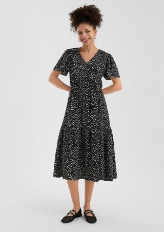 s.Oliver Viskosekleid mit All-over-Print - schwarz