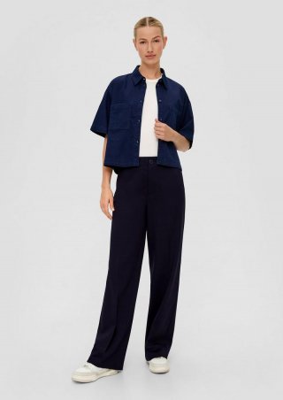 s.Oliver Hose aus Interlockjersey mit Twillstruktur und Wide Leg - navy