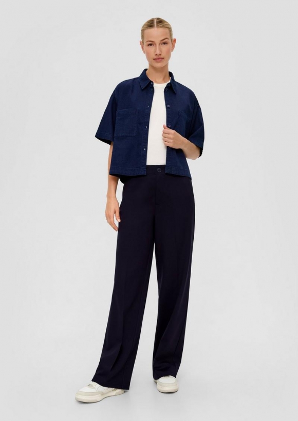s.Oliver Hose aus Interlockjersey mit Twillstruktur und Wide Leg - navy