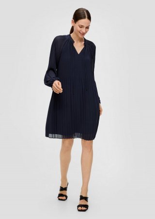 s.Oliver Plissiertes Kleid aus Chiffon - navy