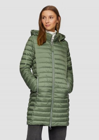 s.Oliver Lange Steppjacke mit abnehmbarer Kapuze - olivgrün