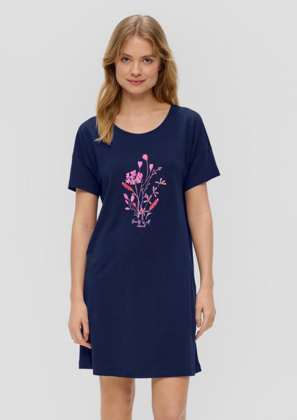 s.Oliver Nachthemd mit Frontprint - navy