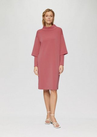 s.Oliver Scuba-Kleid mit Stehkragen und Layering-Detail - pink