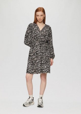 s.Oliver Kleid in Wickeloptik - schwarz
