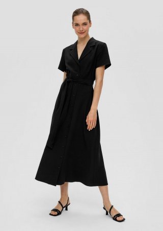 s.Oliver Kurzarmkleid mit Bindeband - schwarz