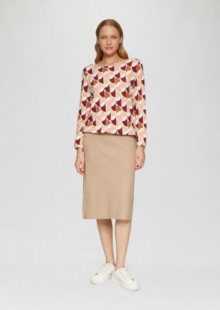 s.Oliver Elastischer Midi-Strickrock im Slim Fit - hellbraun
