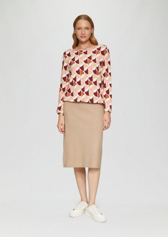 s.Oliver Elastischer Midi-Strickrock im Slim Fit - hellbraun
