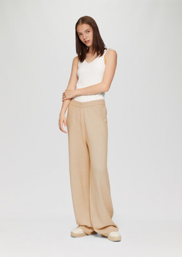 s.Oliver Weiche Strickhose mit elastischem Bund - helles beige