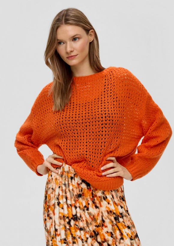 s.Oliver Strickpullover mit Stehkragen - orange