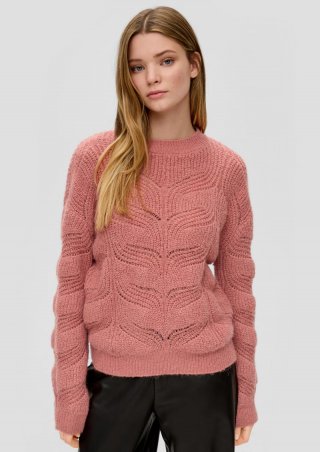 s.Oliver Strickpullover mit Zopfmuster - papaya