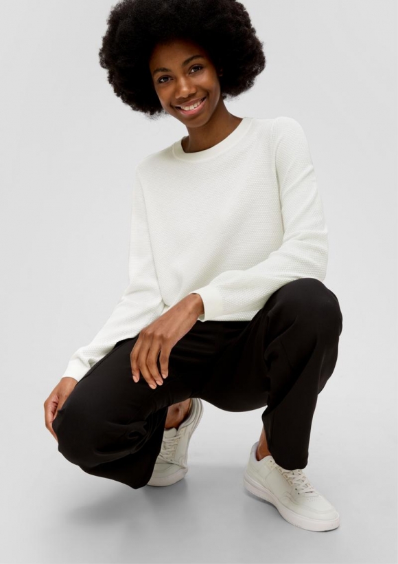 s.Oliver Strickpullover mit Dobby-Struktur - creme