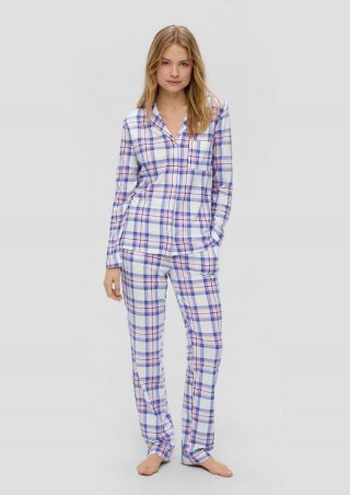 s.Oliver Langes Pyjama-Set mit All-over-Print - weiß