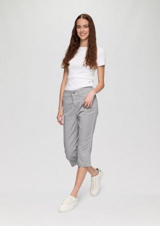 s.Oliver Caprihose aus Baumwoll-Satin mit schmalem Beinverlauf - grau
