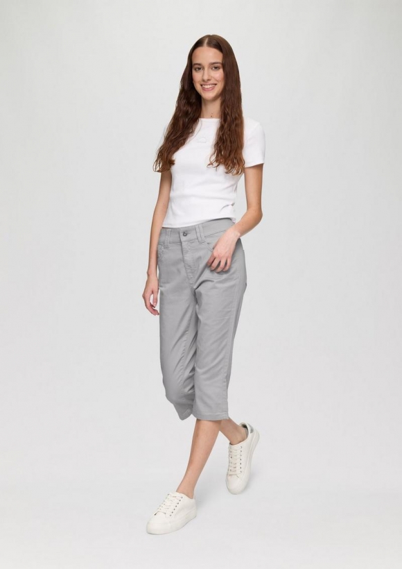 s.Oliver Caprihose aus Baumwoll-Satin mit schmalem Beinverlauf - grau