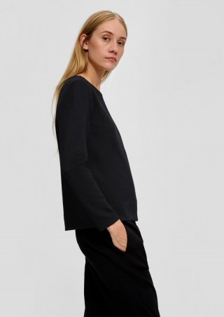 s.Oliver Jacquard-Pullover aus Viskosemix - schwarz