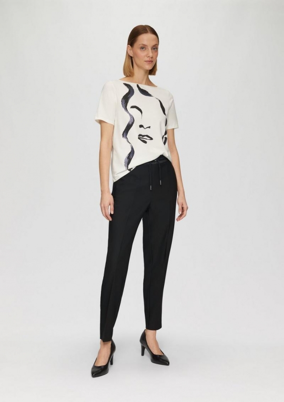 s.Oliver Jogpants mit Satin-Bund aus Viskose-Mix - schwarz