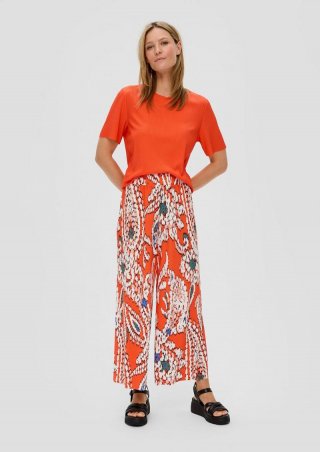 s.Oliver Regular: Plissierte Culottes aus Jersey - koralle