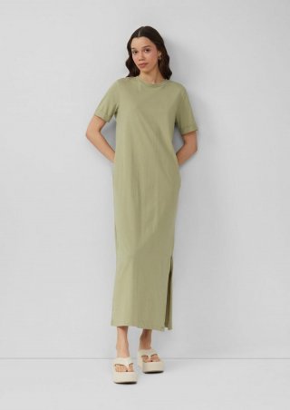 s.Oliver Langes Jerseykleid aus Baumwolle - salbeigrün