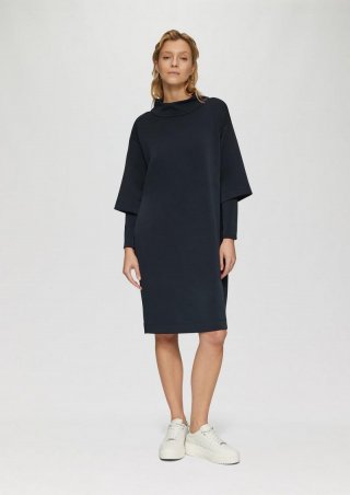 s.Oliver Scuba-Kleid mit Layer Details und Stehkragen - navy
