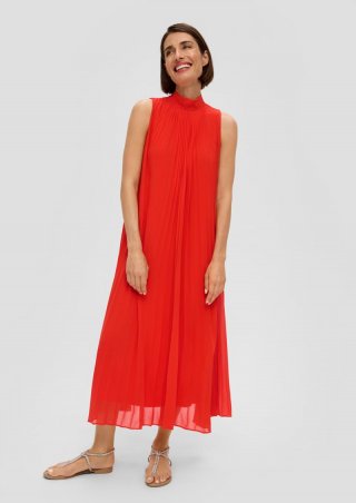 s.Oliver Plissiertes Chiffonkleid - preiselbeere