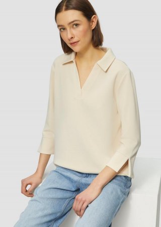 s.Oliver Sweatshirt aus Scuba mit Polokragen - beige