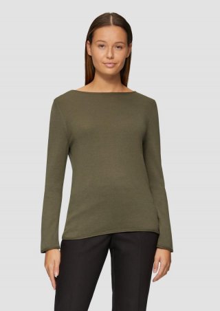s.Oliver Leichter Feinstrickpullover mit Rollkante - olivgrün