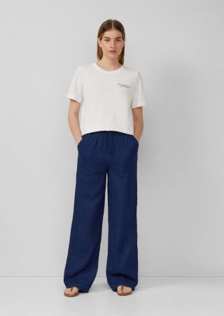 s.Oliver Indigo dyed Wide-Leg-Hose mit Elastikbund - blau