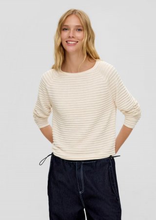 s.Oliver Pullover mit Strukturmuster aus Viskosemix - creme