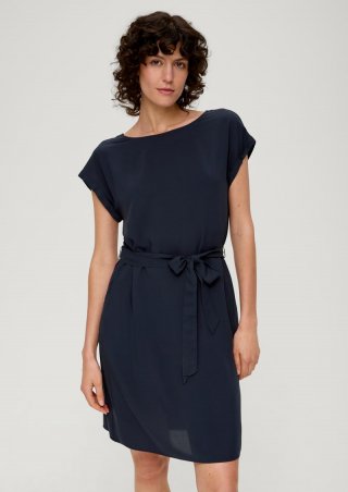 s.Oliver Kleid mit Bindeband aus Viskose - navy