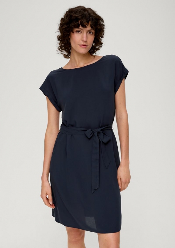 s.Oliver Kleid mit Bindeband aus Viskose - navy