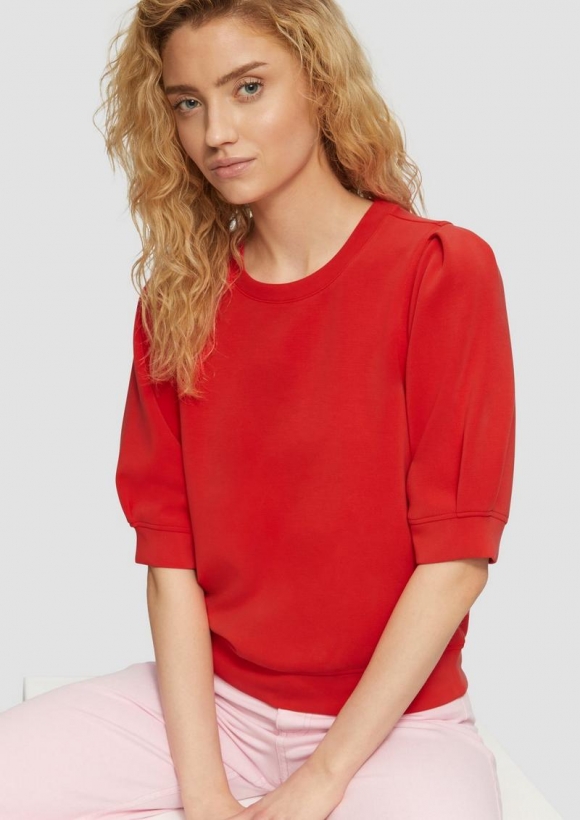 s.Oliver Scuba-Sweatshirt mit Faltendetails - rot