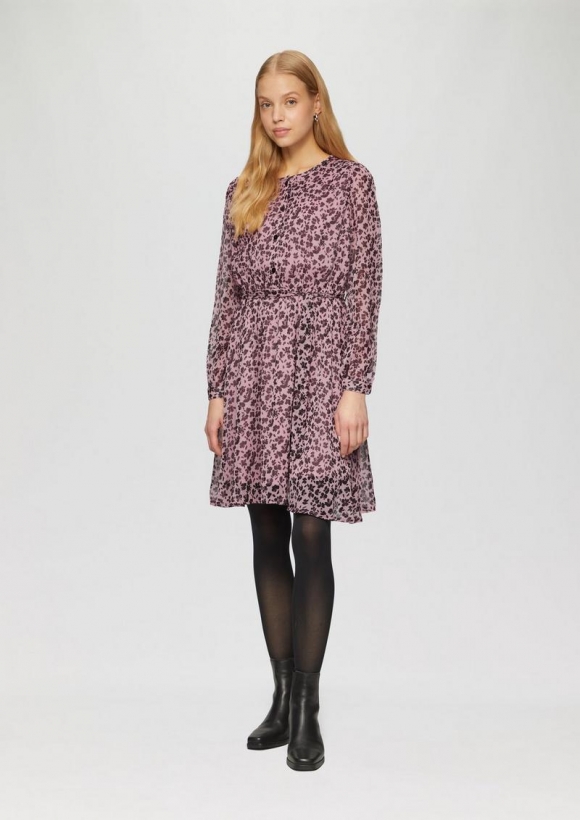 s.Oliver Leichtes Chiffonkleid mit All-over-Print - zartrosa