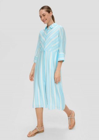 s.Oliver Tailliertes Midikleid in Crêpe-Optik - hellblau