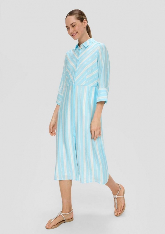 s.Oliver Tailliertes Midikleid in Crêpe-Optik - hellblau