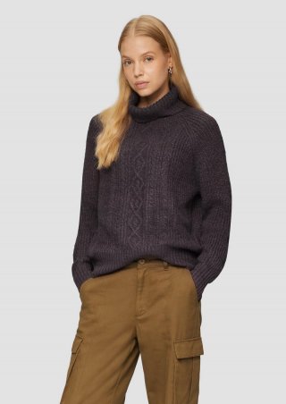 s.Oliver Kuscheliger Zopfstrickpullover - lila