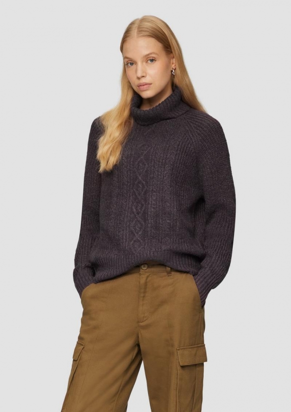 s.Oliver Kuscheliger Zopfstrickpullover - lila