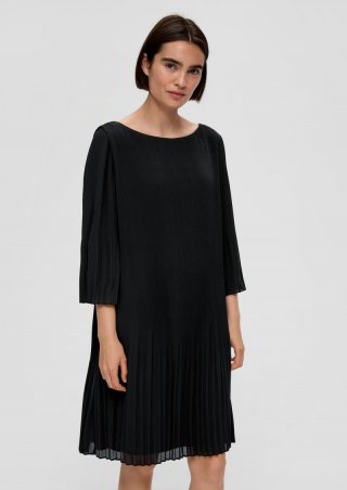 s.Oliver Minikleid mit Plisseefalten - schwarz