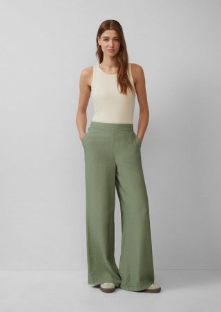 s.Oliver Wide-Leg-Hose im Loose Fit mit Elastikbund - salbeigrün