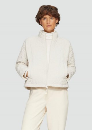s.Oliver Oversized Jacke mit Steppmuster und seitlichen Druckknöpfen - wollweiß