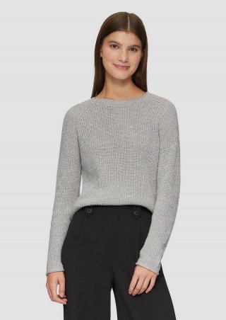 s.Oliver Melierter Strickpullover mit Raglanärmeln - grau meliert